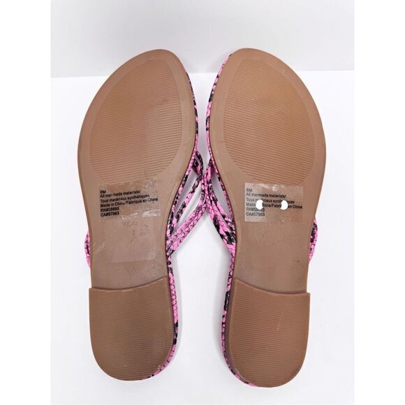 14Th & Union Womens Size 6 Pink Black Faux-leather Snake Embossed Flip-flop Sand - Picture 8 of 8